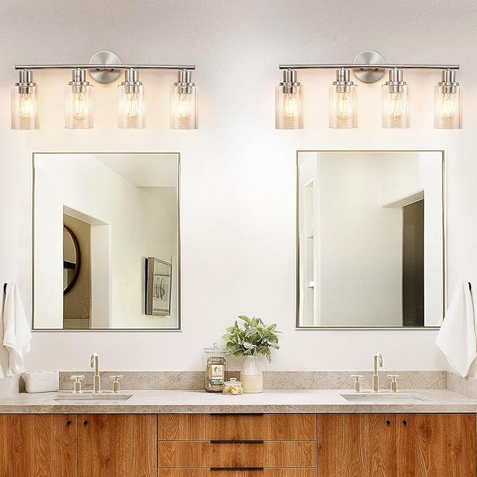 DLLT 4-Light Bathroom Light Fixtures: Nickel Modern Vanity Lights - Image 5