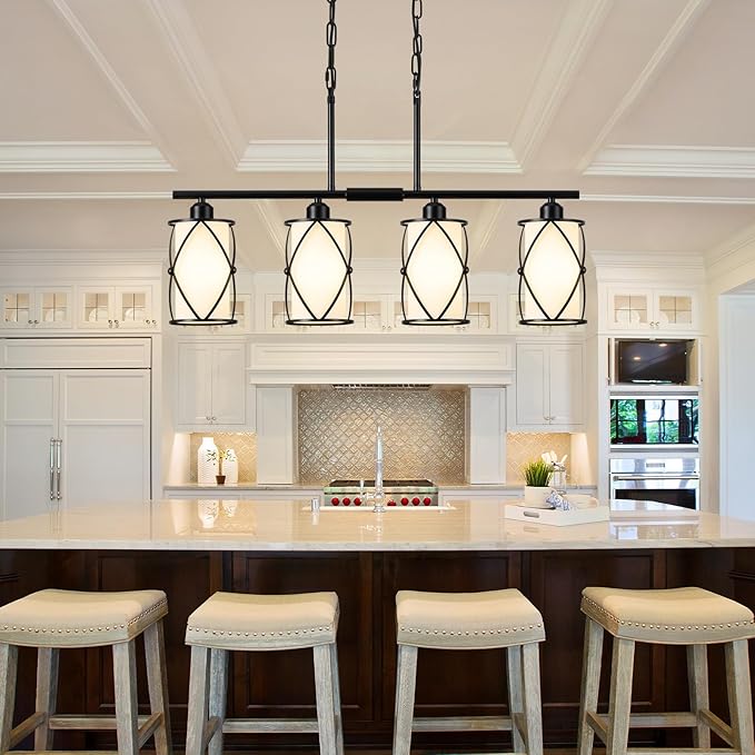 4-Light Kitchen Island Lighting, Modern Black Linear Dining Room Light Fixtures - Image 4