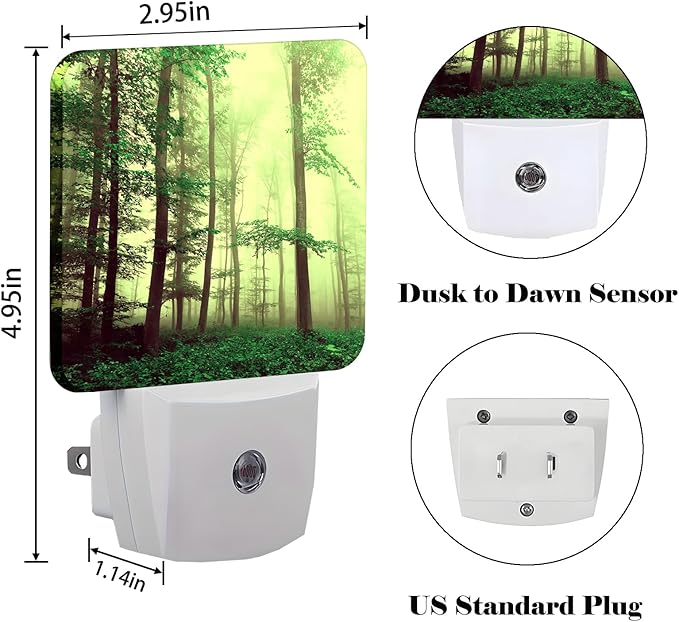 Misty Forest Night Light, Plug-in Nightlights Auto Sensor Night Lamp Dusk to - Image 2