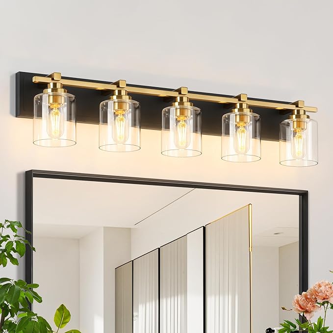 5 Light Modern Bathroom Light Fixtures Over Mirror, E26 Socket by BRKNIT
