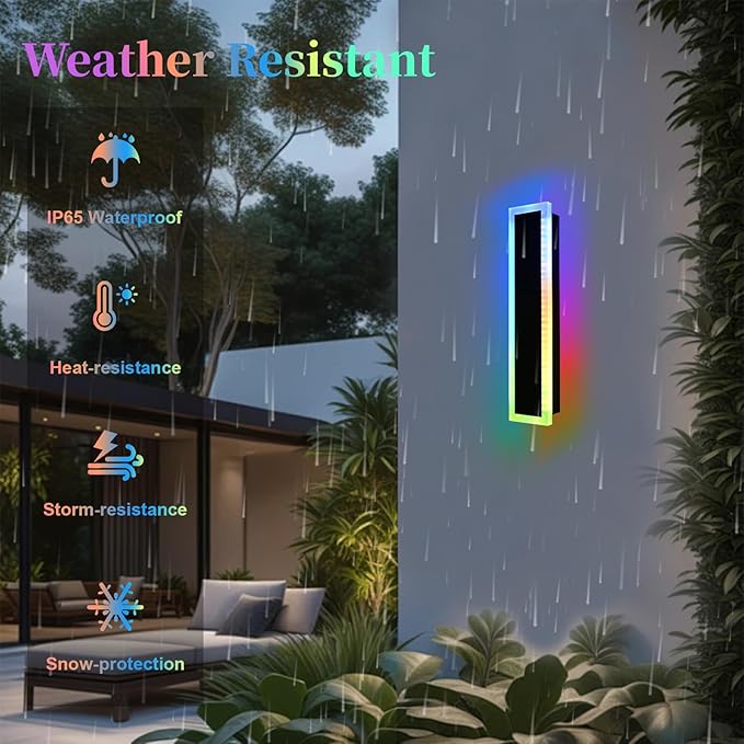 2 Pack RGB LED Outdoor Long Wall Lights, 24 inch Modern Outdoor Light Fixture - Image 3