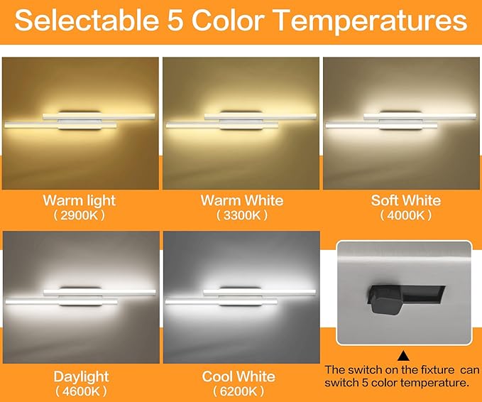 PRESDE 40" LED Bathroom Vanity Light, Modern Brushed Nickel Wall Bar Fixture - Image 2
