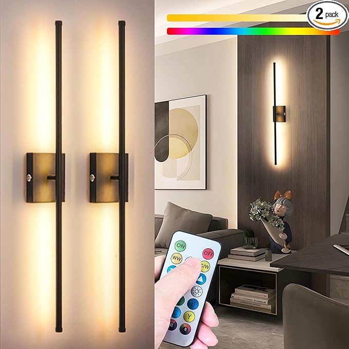 Battery Operated Wall Sconce Set Of 2, Wireless Wall light by Vimhou