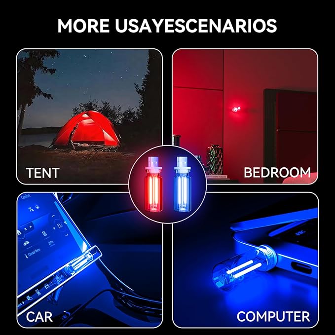 4 PCS USB Night Light Bulb, Portable Plug-in Retro Car Interior Ambient Lights - Image 9