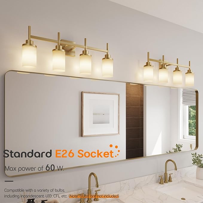 Wall Light Fixtures 4-Light Over Mirror, Wall Sconces - Image 4