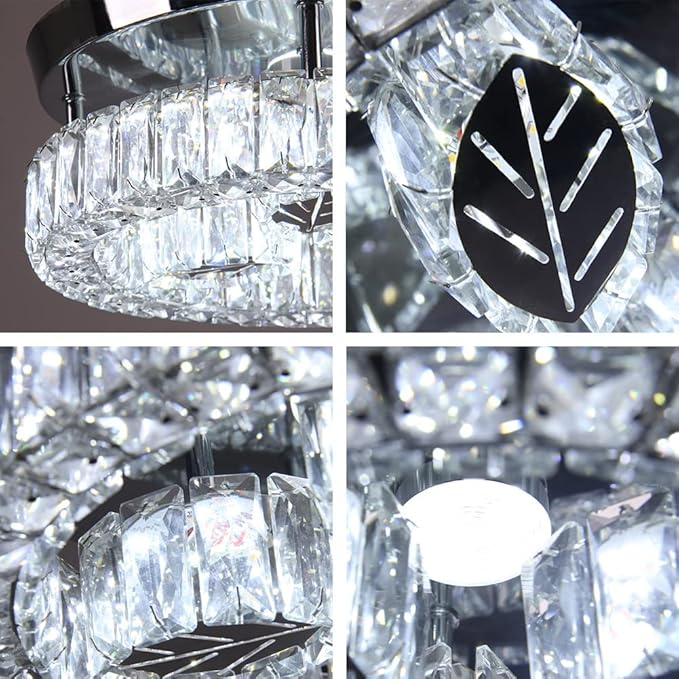Finktonglan 11.6" Crystal Flush Mount LED Ceiling Light, 30W 6500K Cool White - Image 4