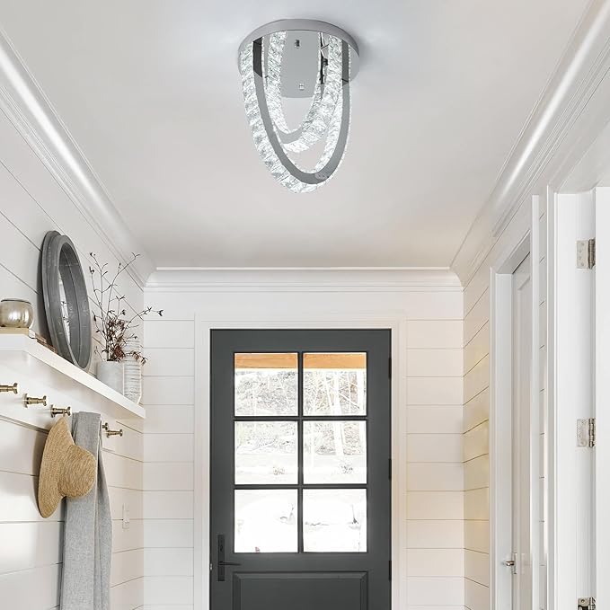 Modern Crystal Ceiling Light Chandelier, Flush Mount Lighting Fixture Pendant - Image 10