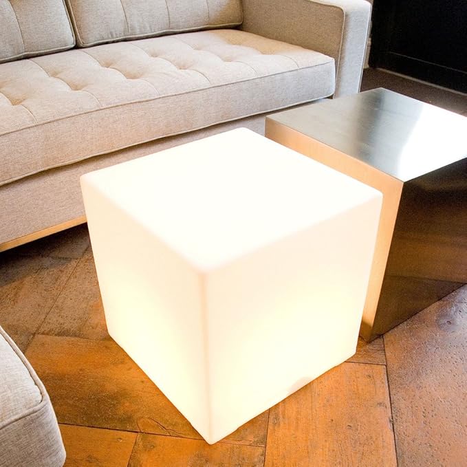 Mr.Go 20-inch LED Lighted Cube Table, Large LED Cube Chair Light, 16 RGB Colors by MRGO