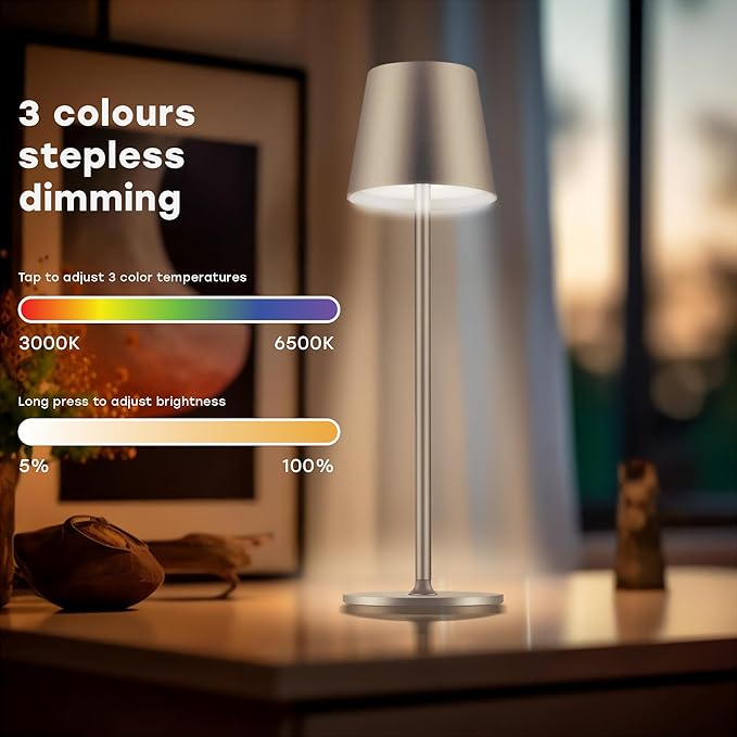2 Pack Cordless Table Lamp, Portable LED Desk Lamp, 5200mAh Battery Operated - Image 8
