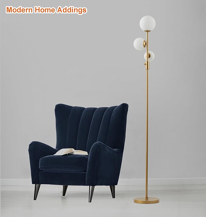 Fiqevs Upgrade Dimmable Floor Lamp, 3 Globe Mid Century Floor Lamps - Image 6