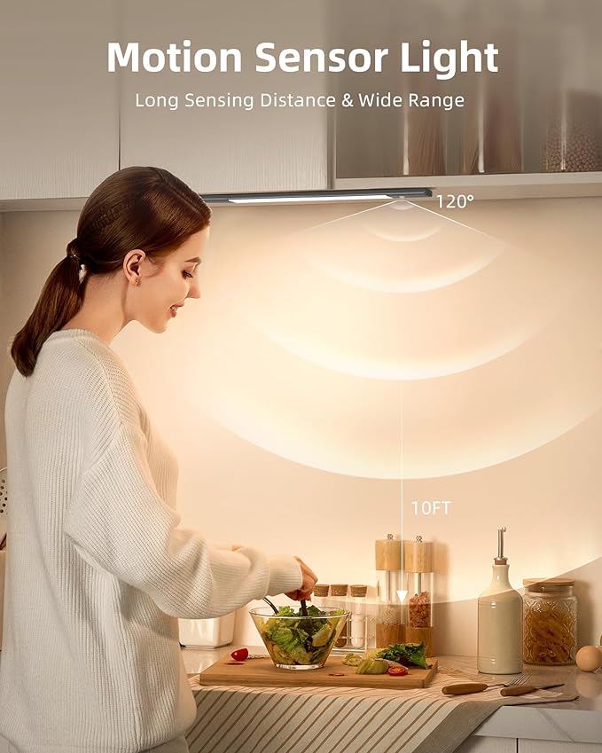 EZVALO Under Cabinet Lighting, 2200mAh Rechargeable Battery, 76 LEDs Dimmable - Image 3