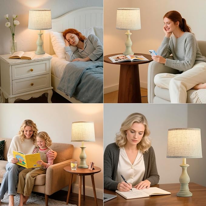 Vintage Table Lamp for Living Room Bedroom, 18.5" Farmhouse Bedside Lamps - Image 8