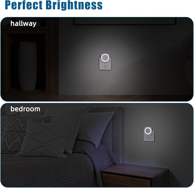 White Night Lights Plug into Wall, 4 Packs Dimmable Night Light - Image 6