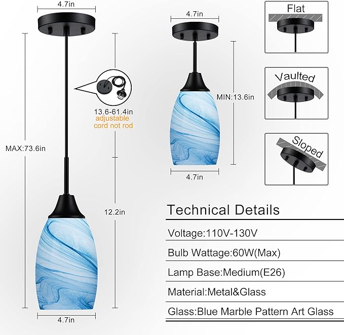 Mini Glass Pendant Light 4.72" - Image 2