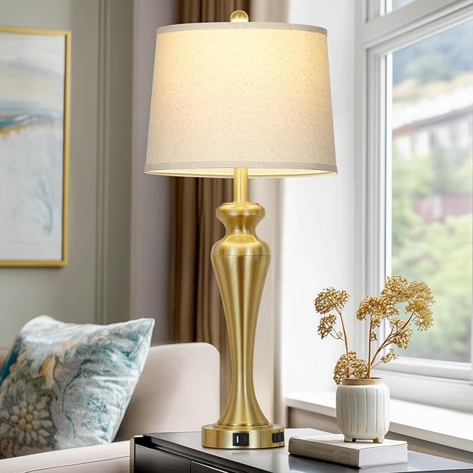 30" Gold Tall Table Lamps for Living Room, Touch Control Bedroom Lamp - Image 5