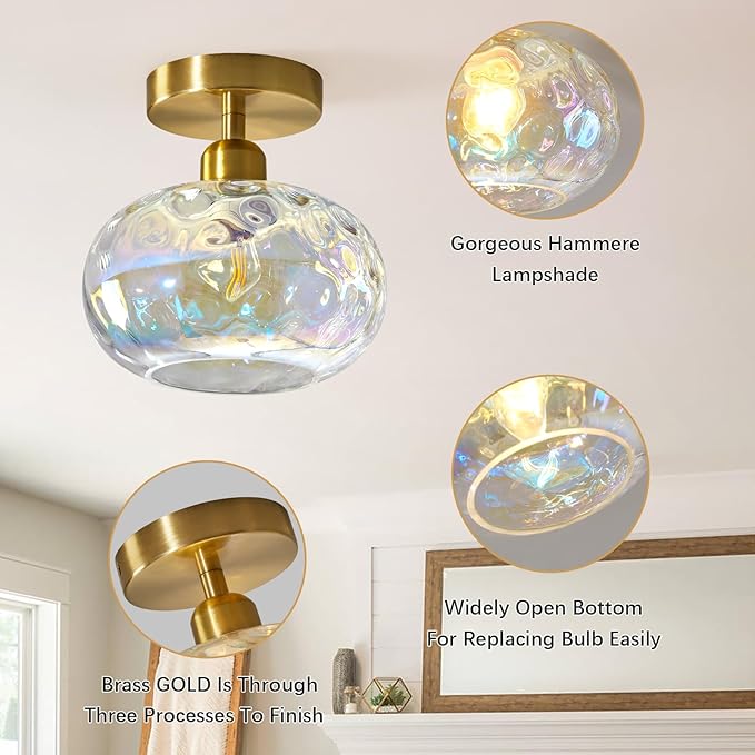 Vintage Glass Flush Mount Ceiling Light - Image 3