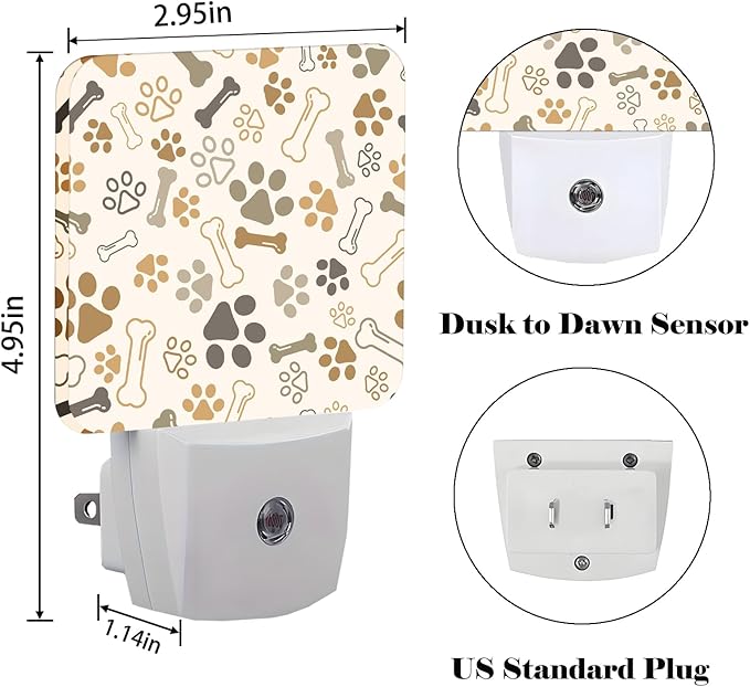 Dog Paw Night Light, Plug-in Nightlights Auto Sensor Night Lamp Dusk to Dawn - Image 2