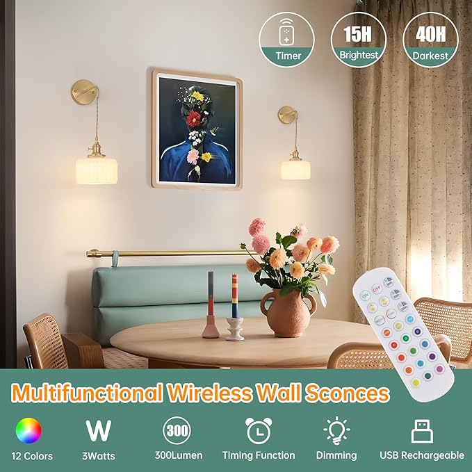 Battery Operated Wall Sconce - Image 4
