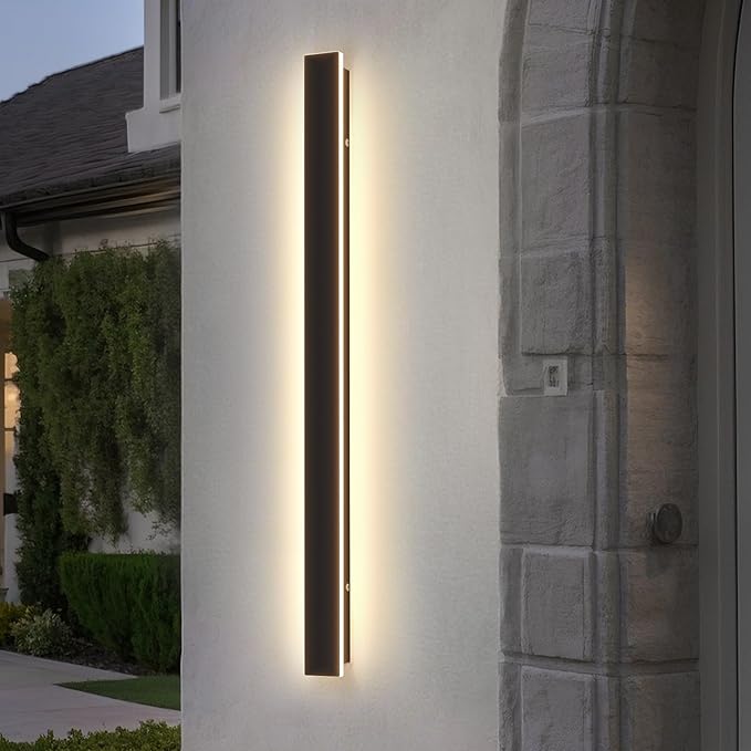 Modern Outdoor Wall Light, 47.3Inch Black LED Dimmable IP65 Waterproof by TraLiGu