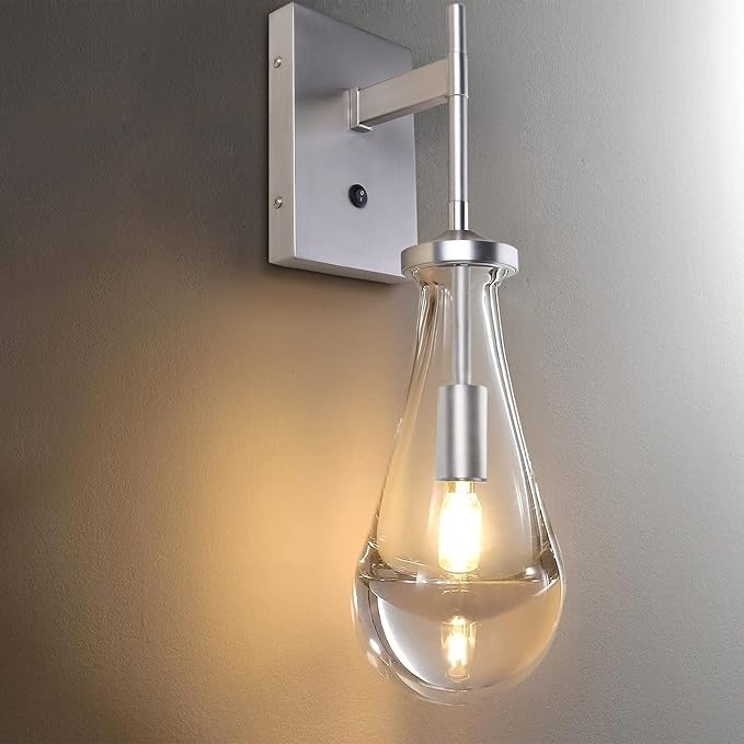 HuisMier Brushed Nickel Wall Sconce, Raindrop Wall Sconces by HuisMier