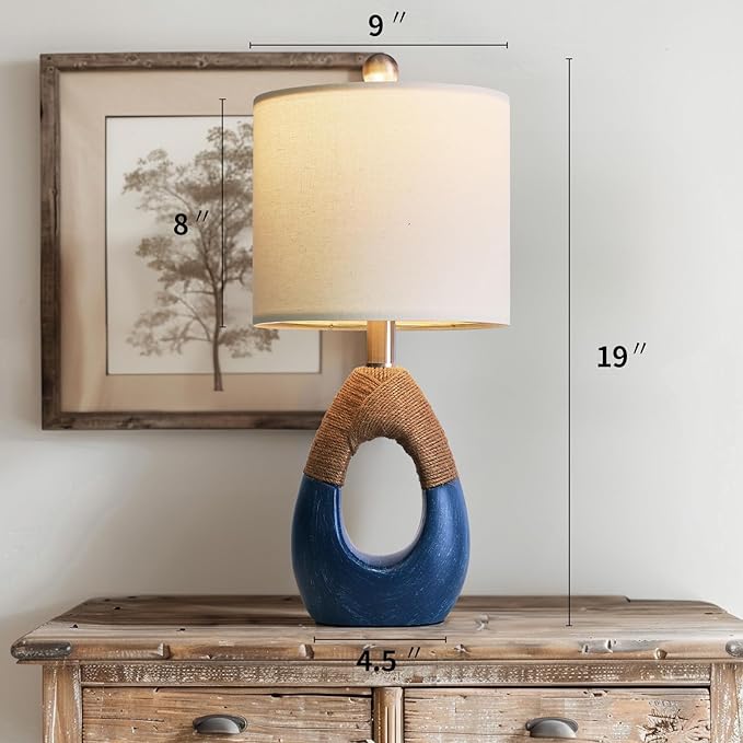 OYEARS 19" Boho Lamp for Bedroom, Bedside for Nightstands, Table Lamp for - Image 3