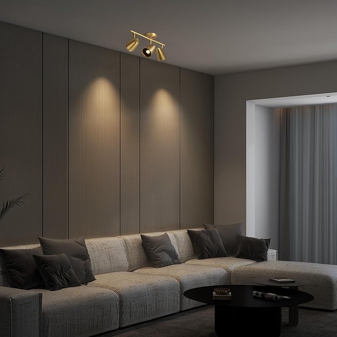 Aisilan LED 3-Light Track Lighting Fixtures Ceiling, Brushed Gold GU10 Track - Image 4