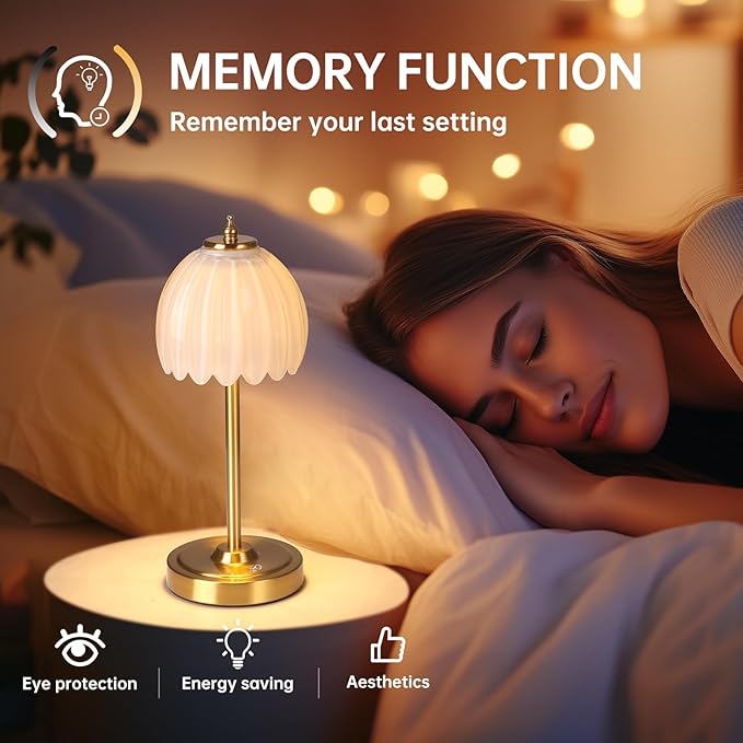Tulip Table Lamp with 5000mAh Battery & Touch Control, Small Cordless Table - Image 3