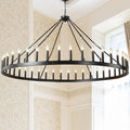 64 Inch Extra Large Black Wagon Wheel Chandelier 42-Light Farmhouse Wagon Wheel by ZBMYRBZJ