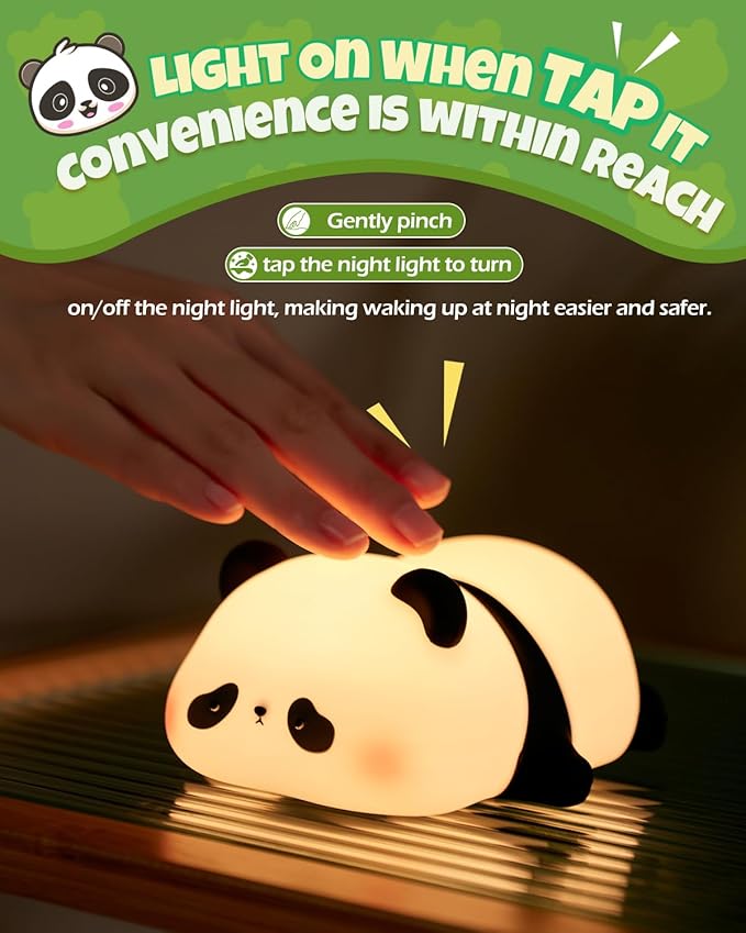 Cute Panda Night Light, Animal Lamp, Food Grade Silicone, Rechargeable - Image 2