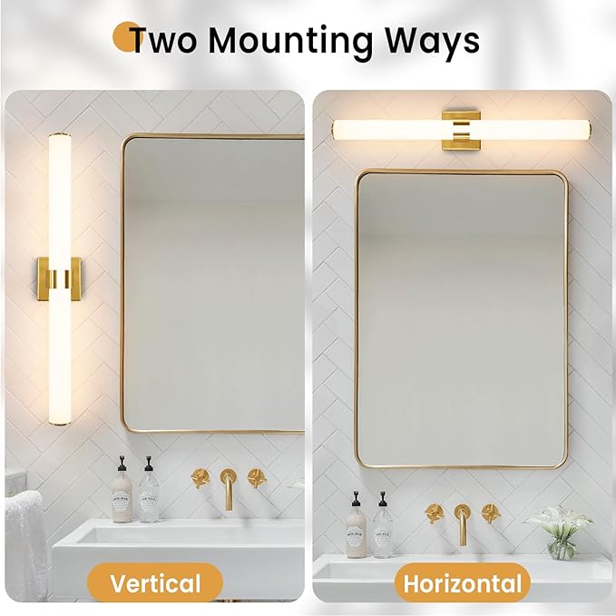 Gold Bathroom Light Fixtures Over Mirror - Image 8
