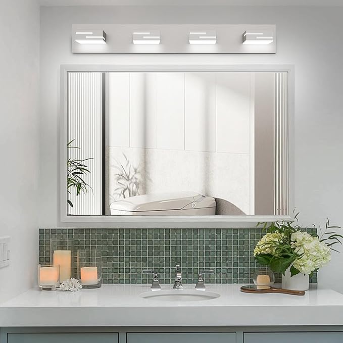 LED Modern Bathroom Vanity Light Fixtures, 4-Light 28-inch Dimmable Brushed - Image 7