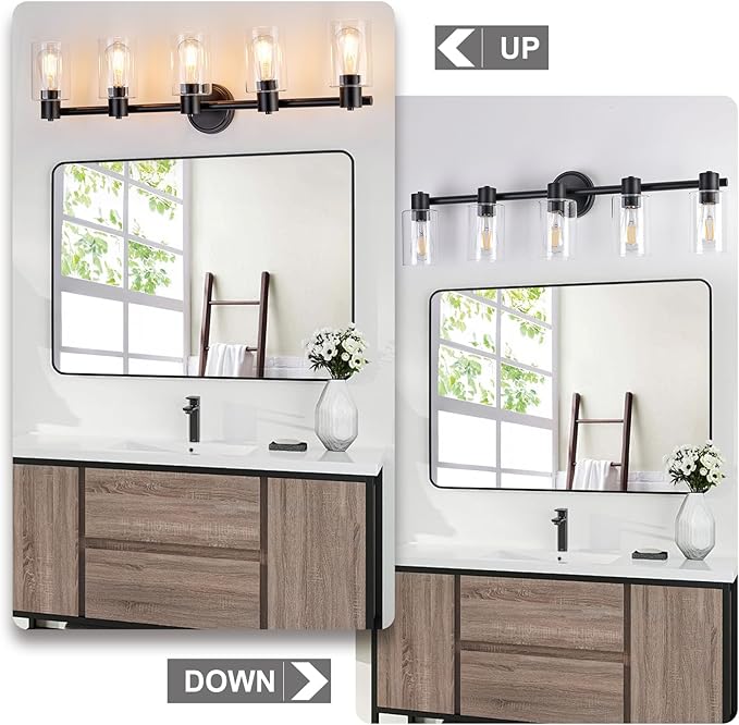 5 Light Bathroom Wall Light Fixtures Black Bathroom Wall Sconce - Image 5