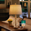 OYEARS 23" USB A+C Table Lamp for Bedroom Living Room Modern Bedside Lamps by OYEARS