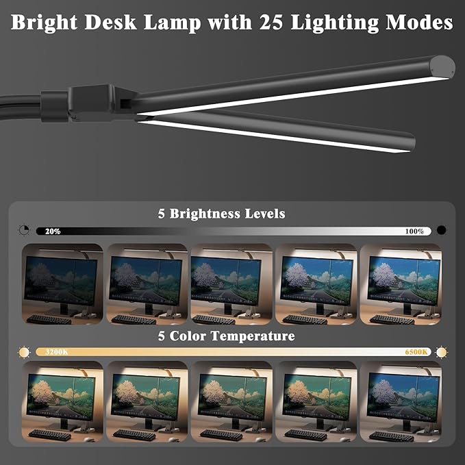 LED Desk Lamp for Home Office, 24W Bright Desk Lamp - Image 2