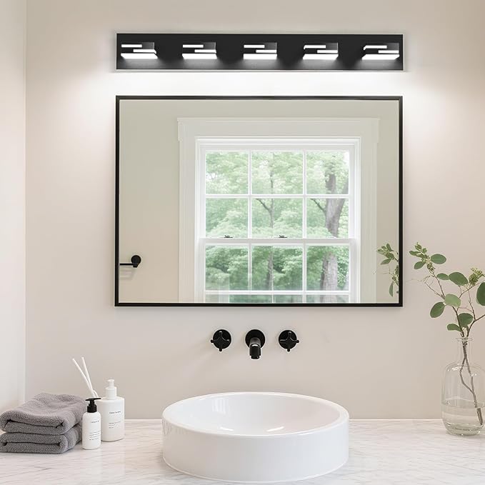 LED Modern Bathroom Vanity Light Fixtures, 5-Light 34-inch Dimmable Matte Black - Image 6
