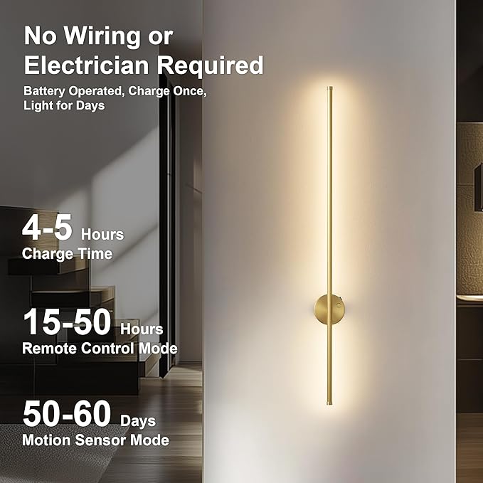Motion Sensor Battery Operated Wall Sconce Set of Two - Image 2