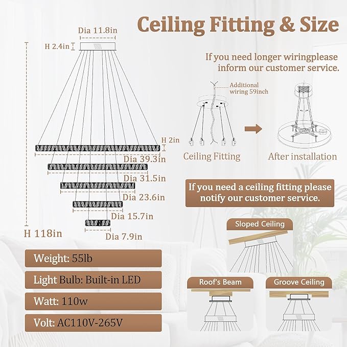 Flashing God H118 Modern Large Chandelier - Image 4