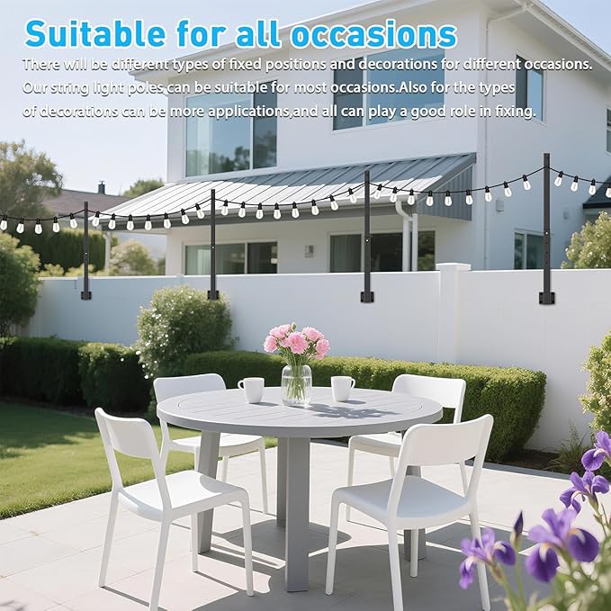 6 Pack String Light Poles, 2.8Ft Metal Poles - Image 4