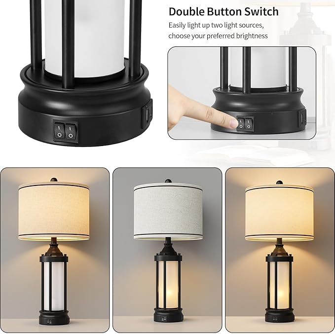 25'' Table Lamps for Bedroom Living Room Lamps Set of 2 Farmhouse Nightstand - Image 4