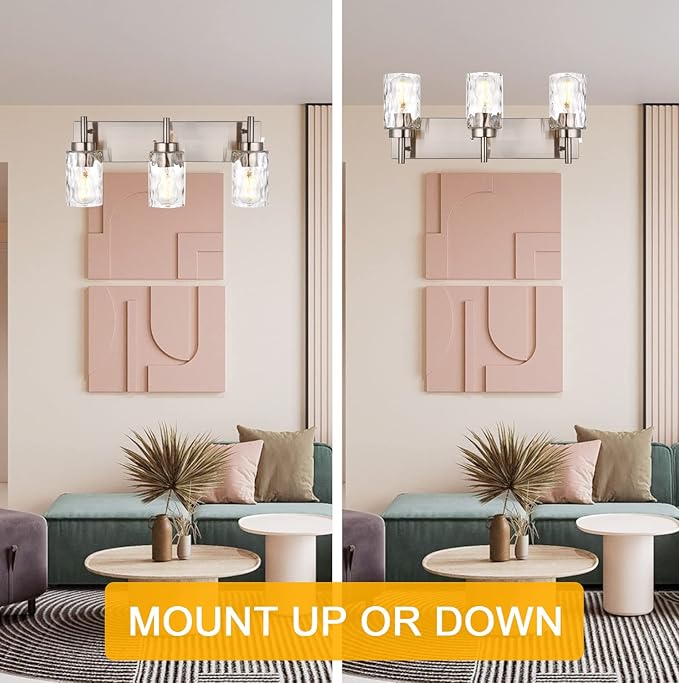 BONLICHT Brushed Nickel Vanity Light Modern 3 Light Bathroom Lighting Fixture - Image 5
