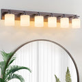 6 Light Modern Bathroom Light Fixtures Over Mirror, Bronze Finish Vanity Lights by BRKNIT