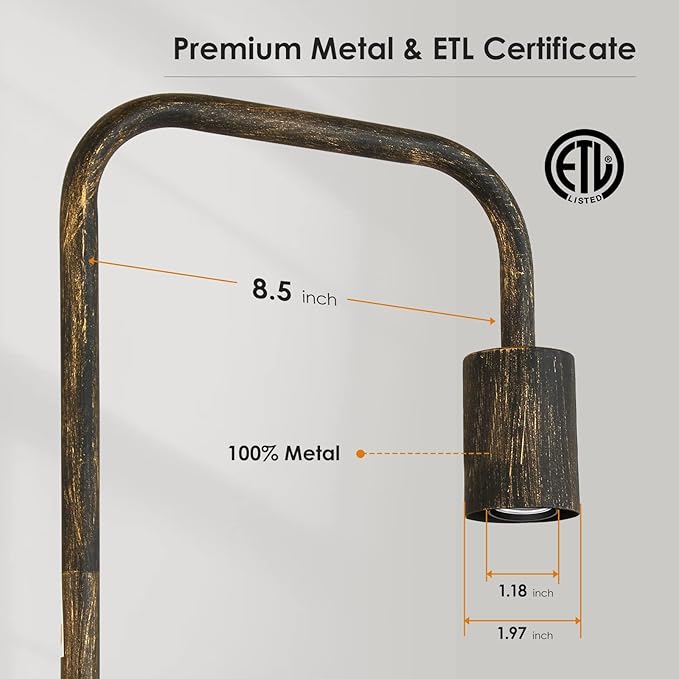 BoostArea Floor Lamp, Bronze Industrial Floor Lamp, 63 Inch Antique Standing - Image 3