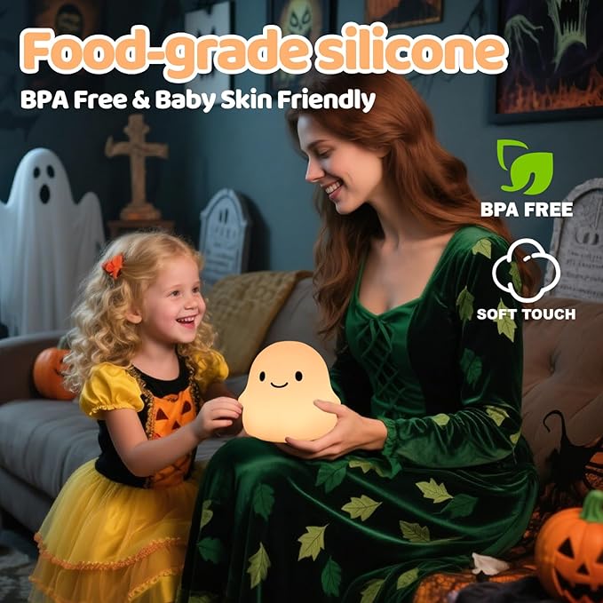 Halloween Ghost Night Light, Color-Changing & 50-Hour Battery, Spooky-Cute - Image 4