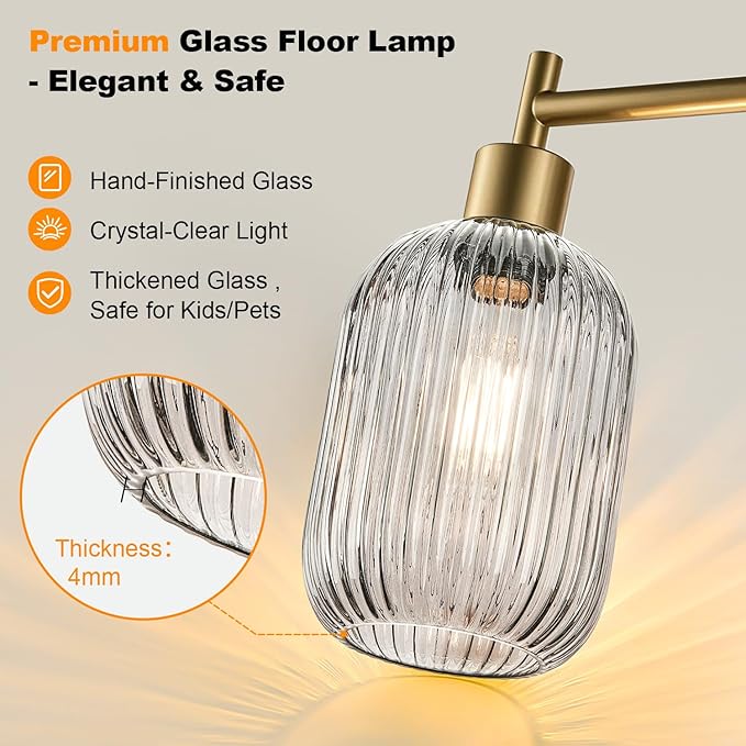 【Upgraded】 Dimmable Glass Floor Lamp - Image 3