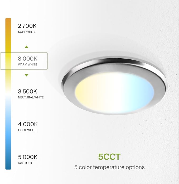 ASD 1 Pack LED Disk Lights 6 Inch, 15W 5CCT 2700K-5000K 1245LM CRI90+, Dimmable - Image 6