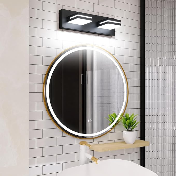 SineRise LED Modern Bathroom Vanity Light Fixtures, Matte Black Modern Acrylic - Image 6