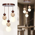 Wabi Sabi Pendant Light, 3-Light Travertine Stone Fixture-Japandi Japanese by Unknown