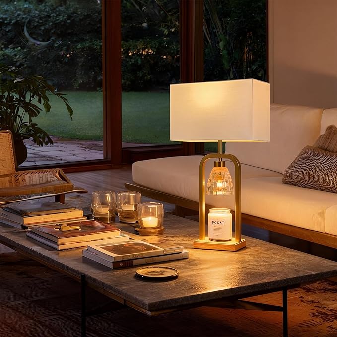 PoKat Gold Table Lamps with Candle Warmer & Timer - Image 8