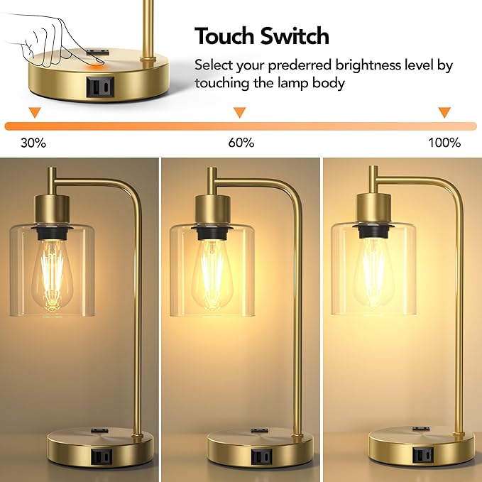 QiMH Set of 2 Industrial Touch Control Table Lamps - Image 2