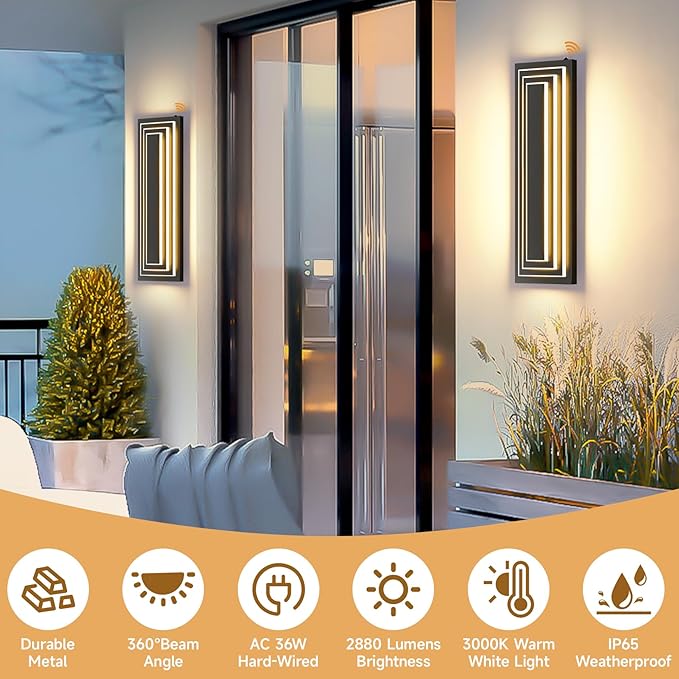 Dusk to Dawn Outdoor Led Wall Lights, 23.6 in Long Exterior Lighting Fixtures - Image 5
